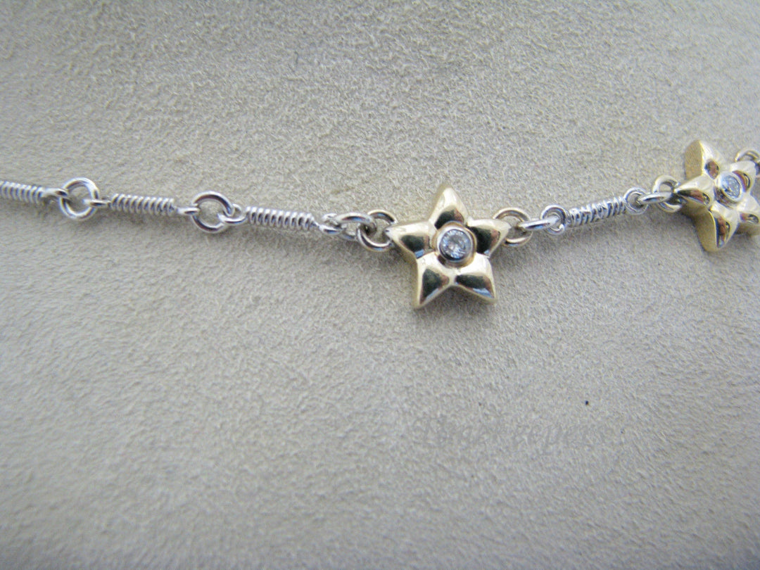 a890 Unique Beautiful 14k Two Tone Diamond Star Necklace