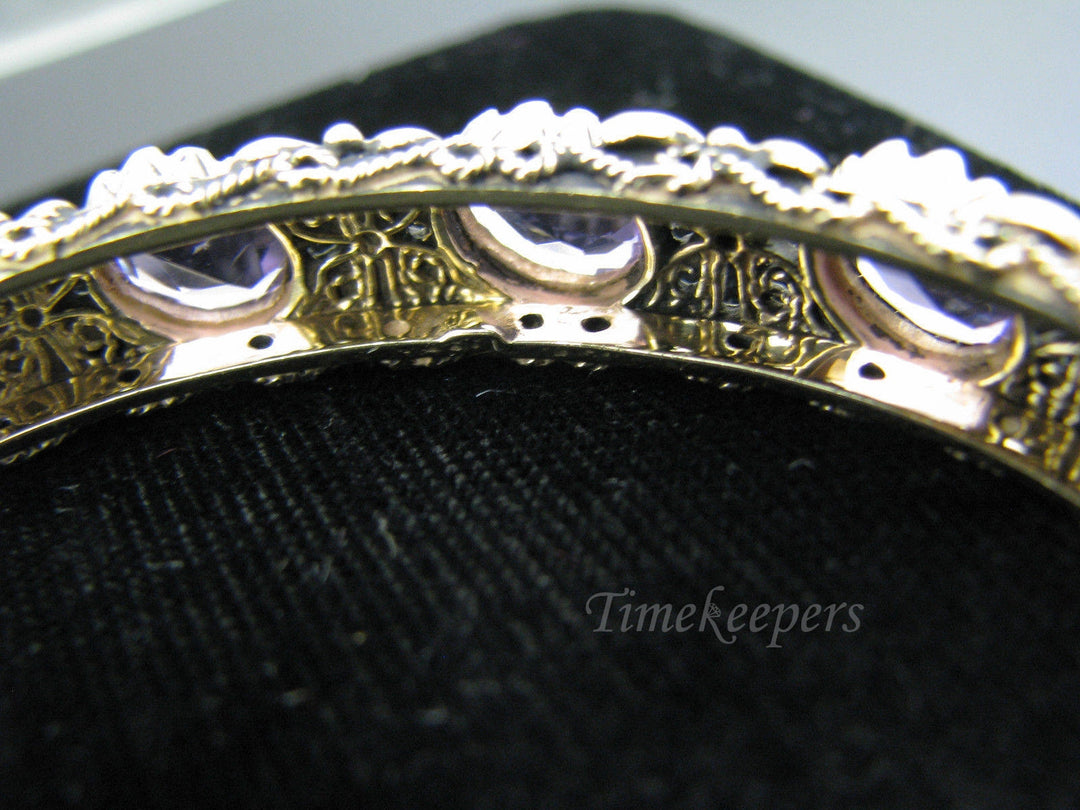 a456 Amazing 14k Yellow Gold Hinged Bangle Bracelet with Oval Amethyst Stones