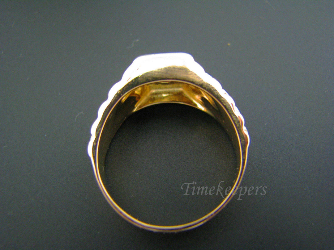 a1044 Vintage Handsome 14k Rose and White Gold Mens Diamond Ring