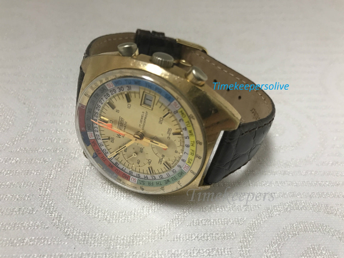 c552 Vintage 1960s Wakmann Automatic Regata Chronograph Day Date Exotic  Dial Watch