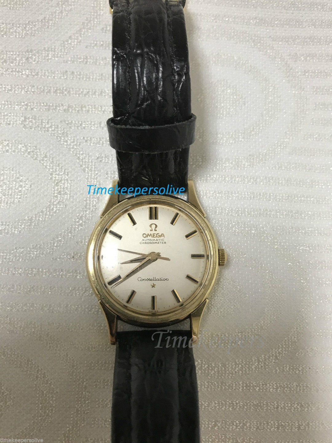 b020 Vintage Original 60s Omega Automatic Chronometer Constellation 14K Gold Swiss Watch
