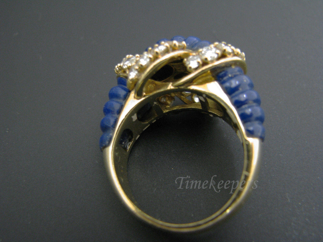 c497 Unique Blue Enamel and Diamond Ring in 18k Yellow Gold