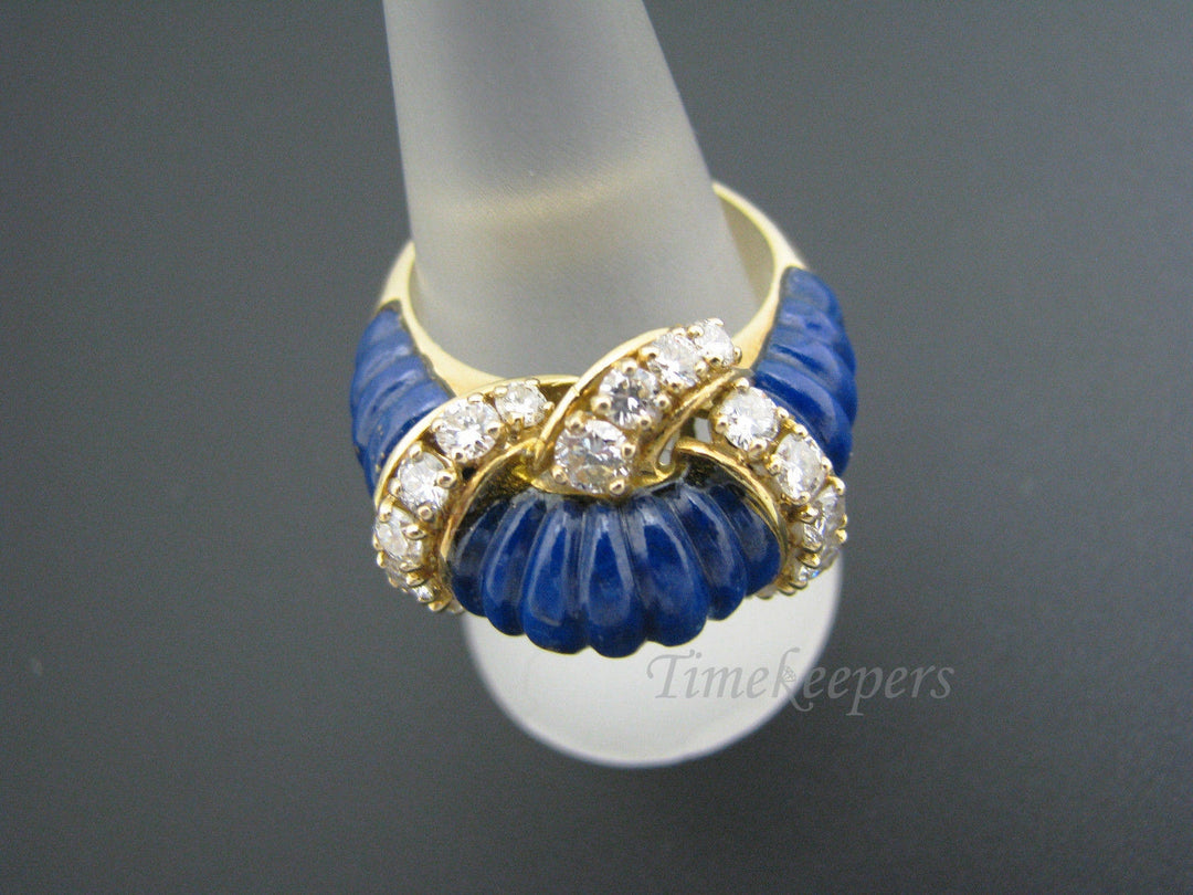 c497 Unique Blue Enamel and Diamond Ring in 18k Yellow Gold