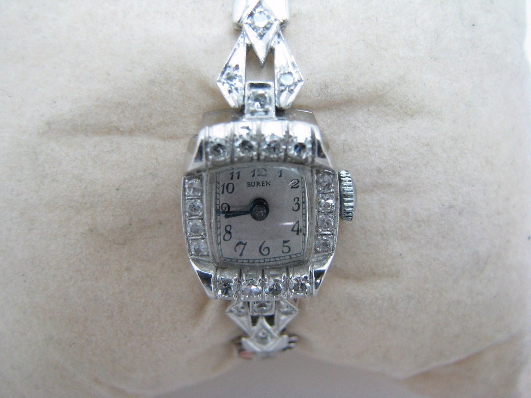 a537 Vintage Original Classic Ladie's Diamond and Platinum Buren Watch