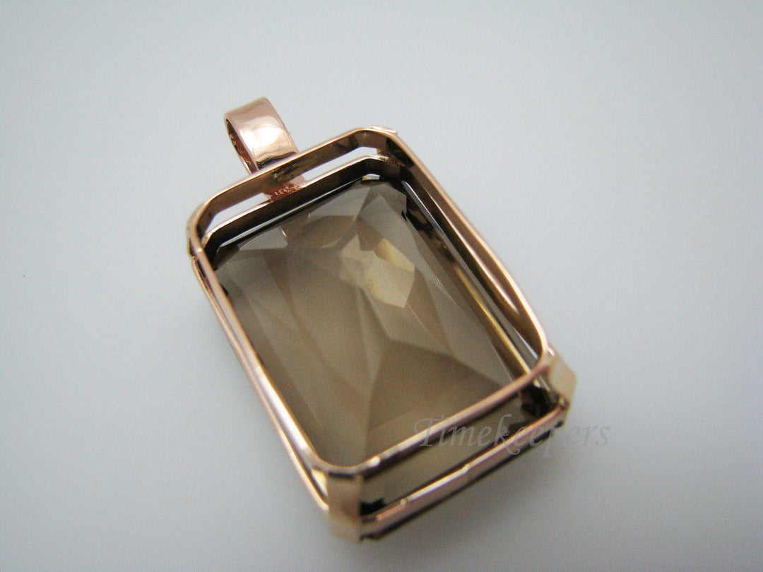 c516 Stunning Large Radiant Cut Smoky Quartz in Rose and Yellow Gold Mounting 14k