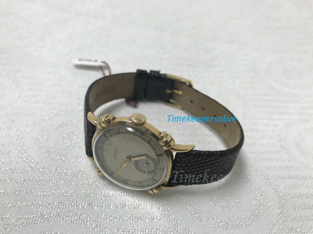 c617 Elegant Vintage LeCoultre Fancy Lugs Wrist Watch Mechanical 50s 14K Yellow Gold
