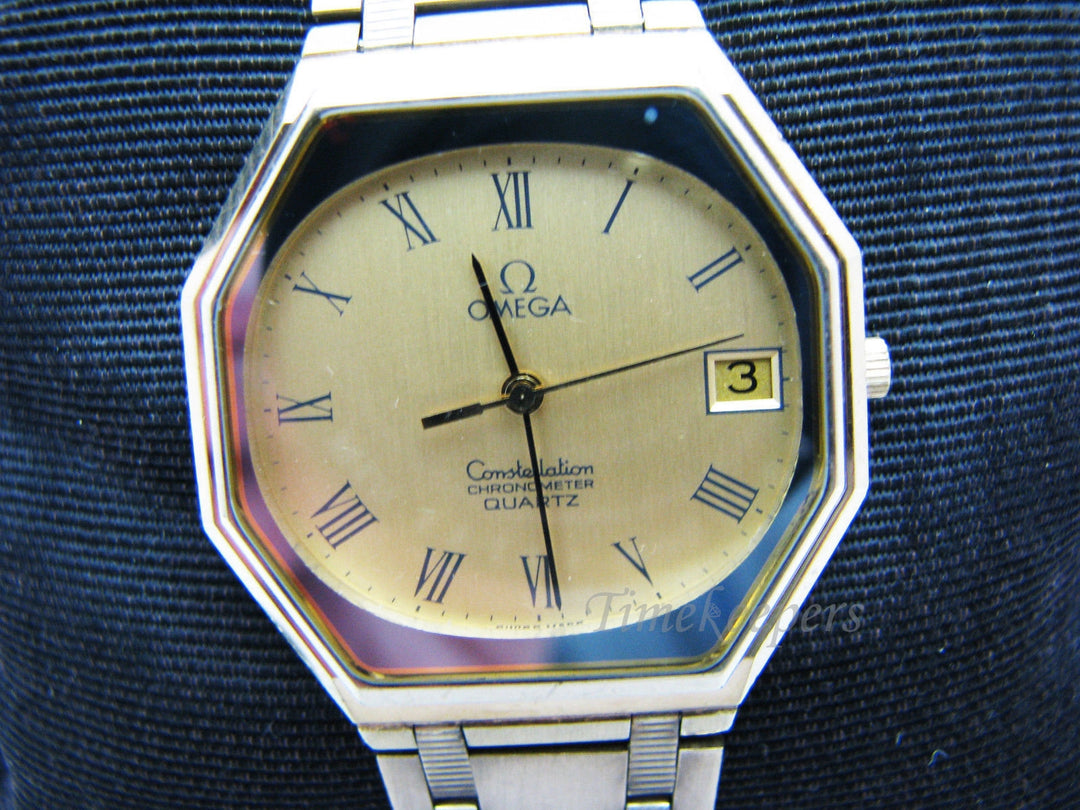 a1081 Handsome Omega Constellation 10k GF Chronometer Quartz Watch Date 1970's