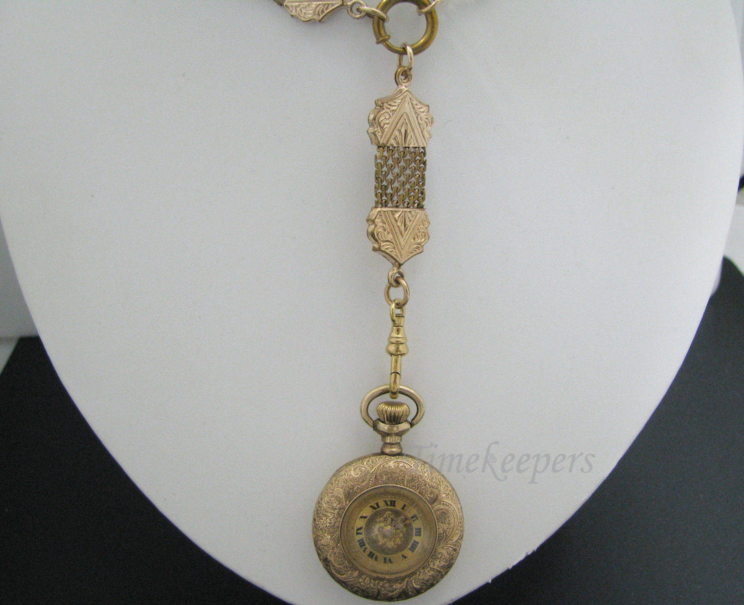 j154 Gorgeous Pendant Watch with Mesh Neck Chain Gold Filled from 1919