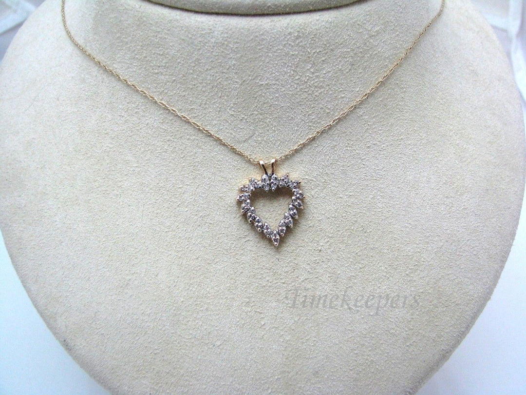a991 Gorgeous Heart Pendant Encrusted with Diamonds in 14k Yellow Gold
