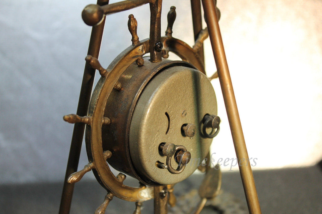 a279 Vintage Miniature Nautical Clock w/ Stand