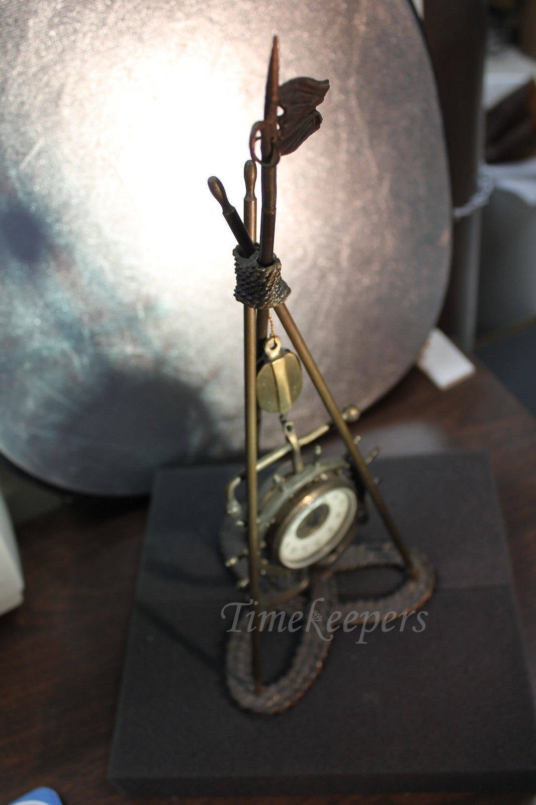 a279 Vintage Miniature Nautical Clock w/ Stand