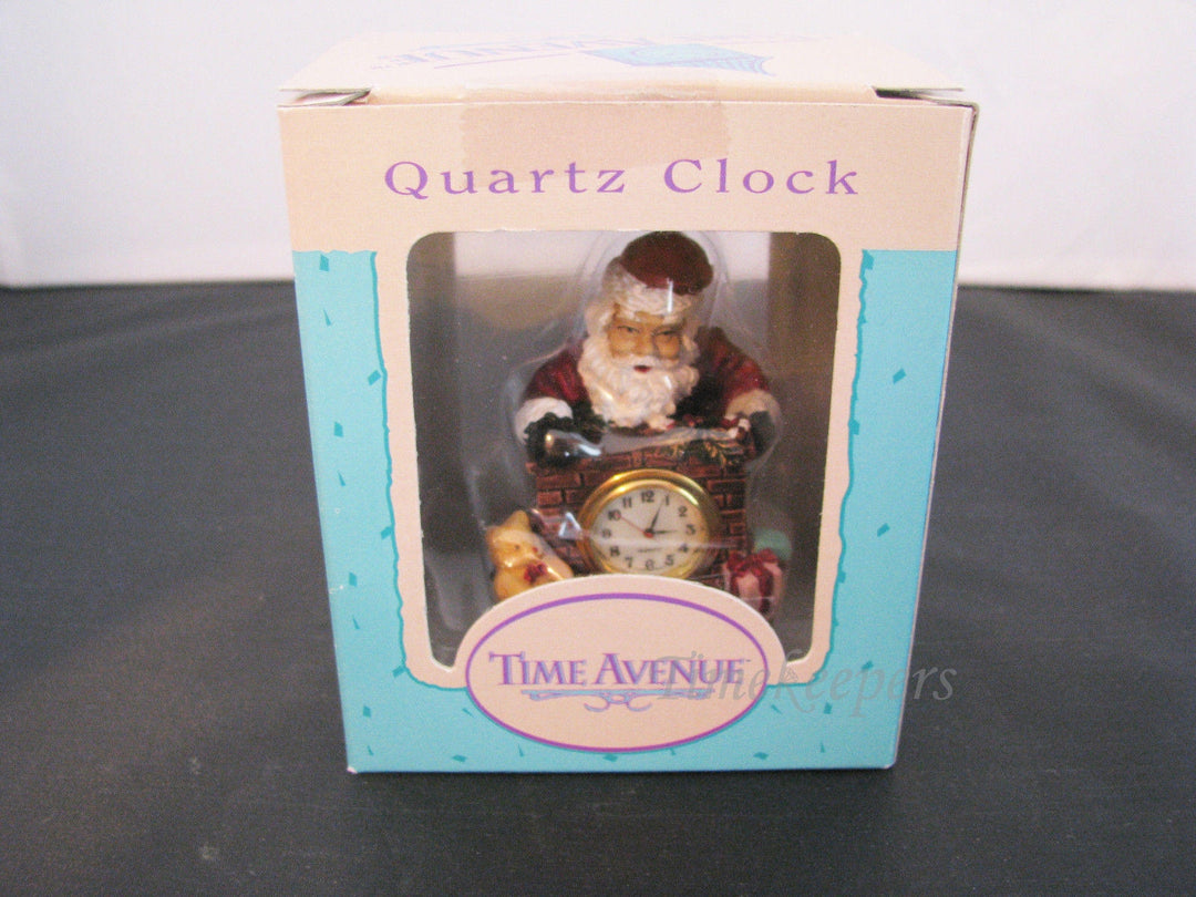 a312 Cute Santa Claus, Teddy, Presents &amp; Fireplace Miniature Clock in Resin