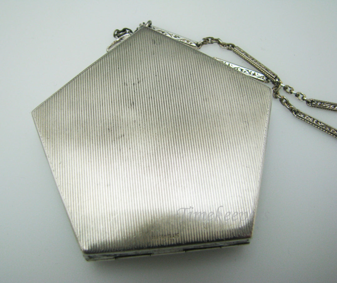 c002 Vintage Sterling Silver Wristlet Compact