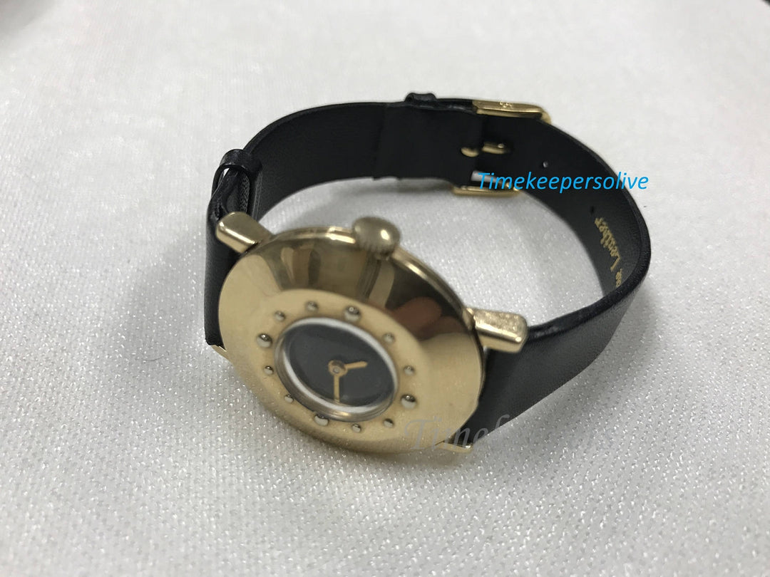 c091 Vintage Wide Bezel 1950s Le Coultre Original Watch Wristwatch 14k Gold