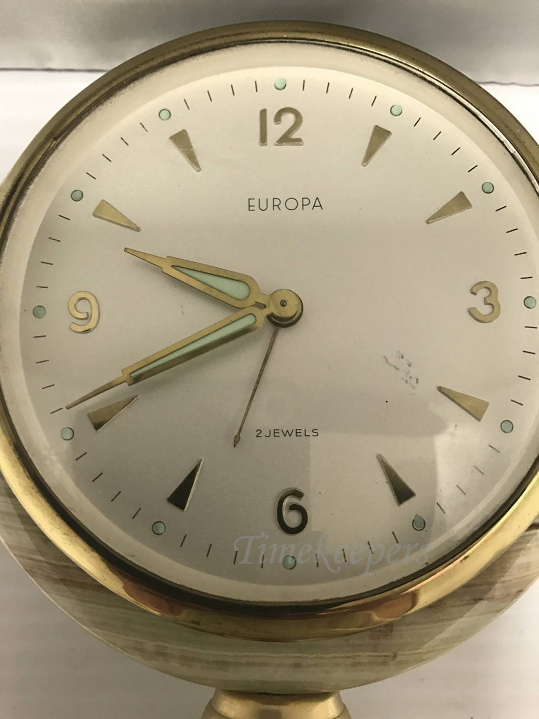 a471 Antique Austrian Jade Europa Marble Standing Clock 1950s Good Working Condition