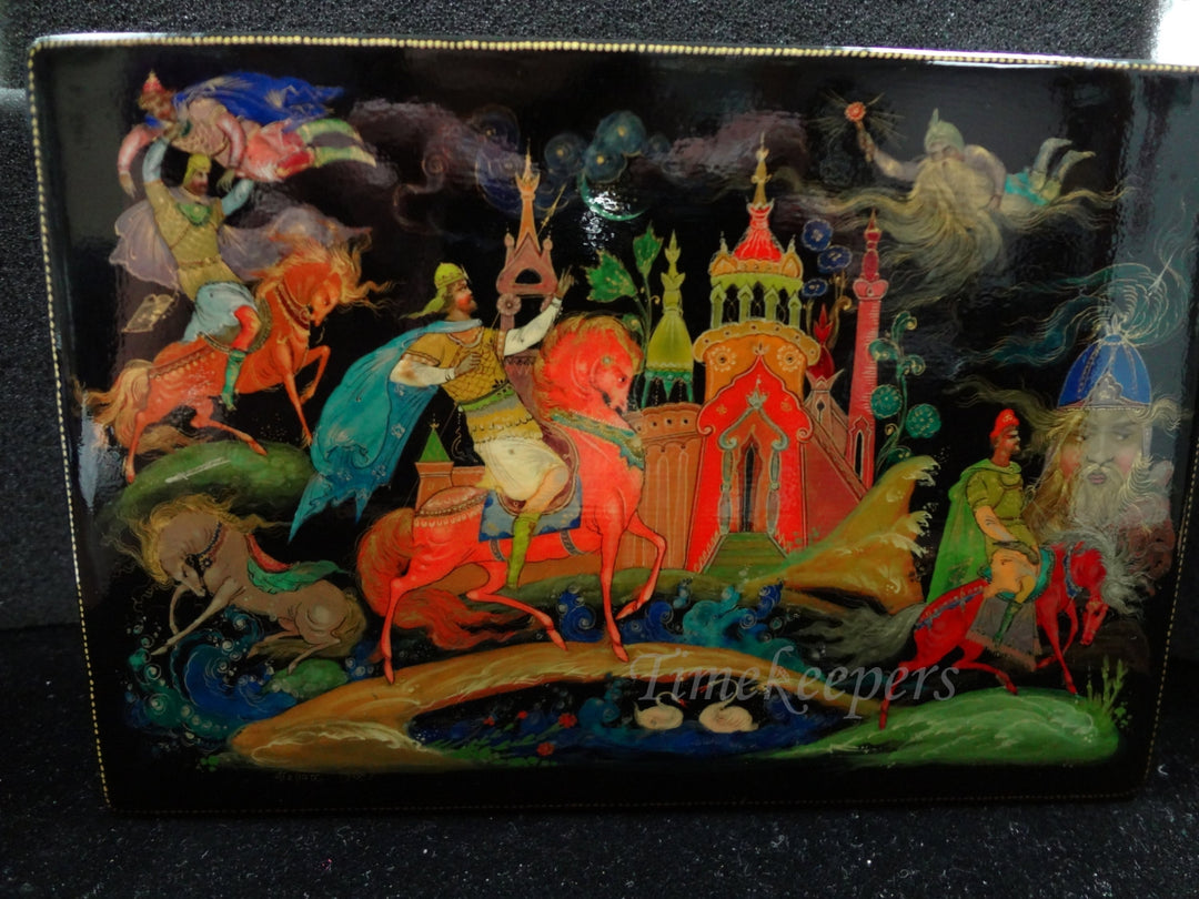 c524 Russian Palekh Tradition Painted Lacquer Box