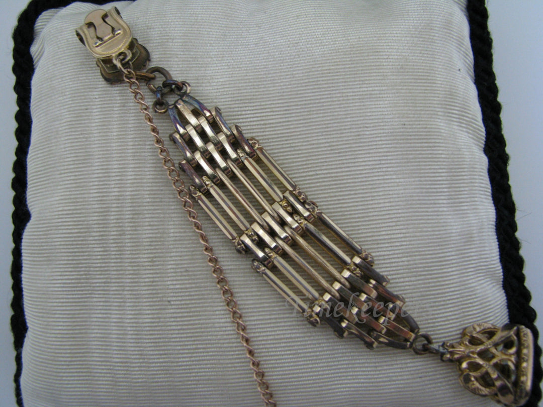 c351 Unique Geometric Bar Link Vintage Fob w/ Pocket Watch Chain on Waist clip