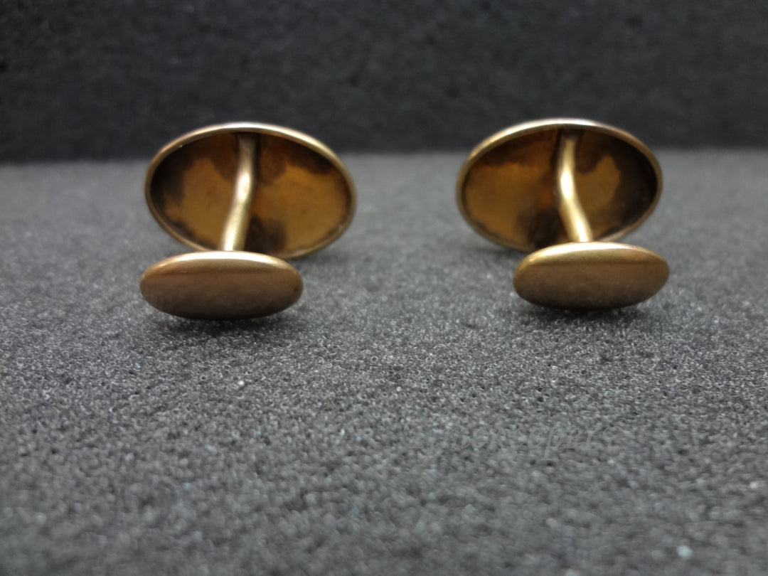 a421 Vintage Oval Cuff links in Satin Finish Gold Tone