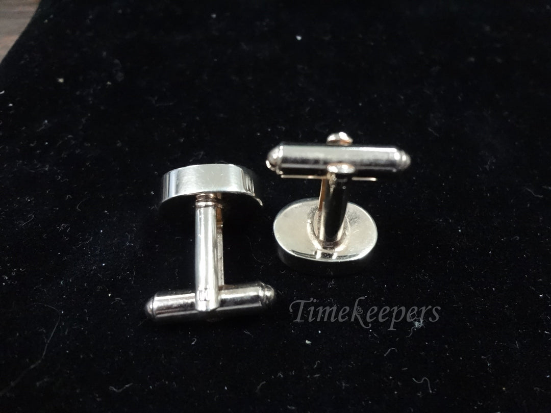 c068 Handsome Vintage Hickok Silver tone Oval Cuff links