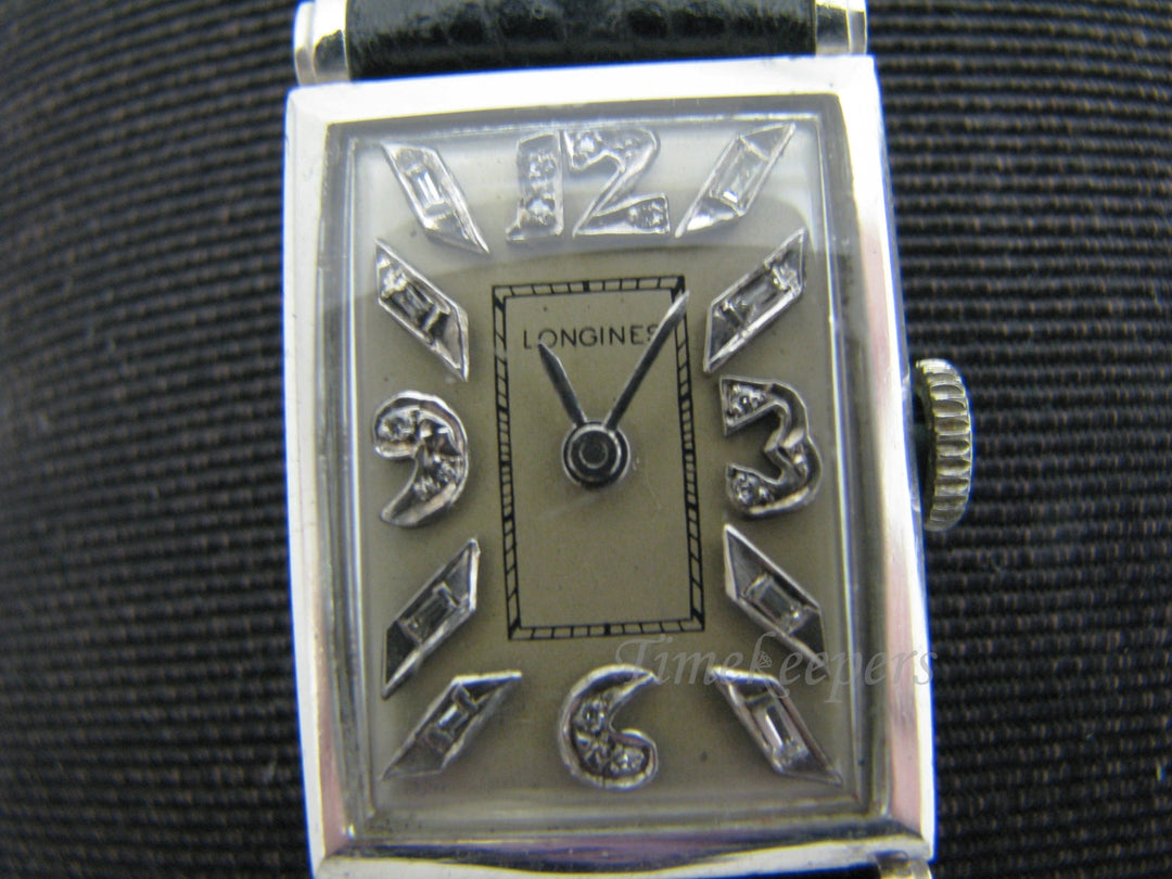 a958 Vintage 1930's Longines Wrist Watch in Platinum Diamonds Mechanical