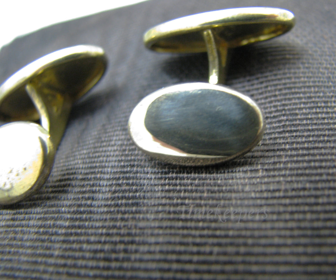c247 Vintage Oval Gold Tone Double Sided Cuff links with an Etched Top