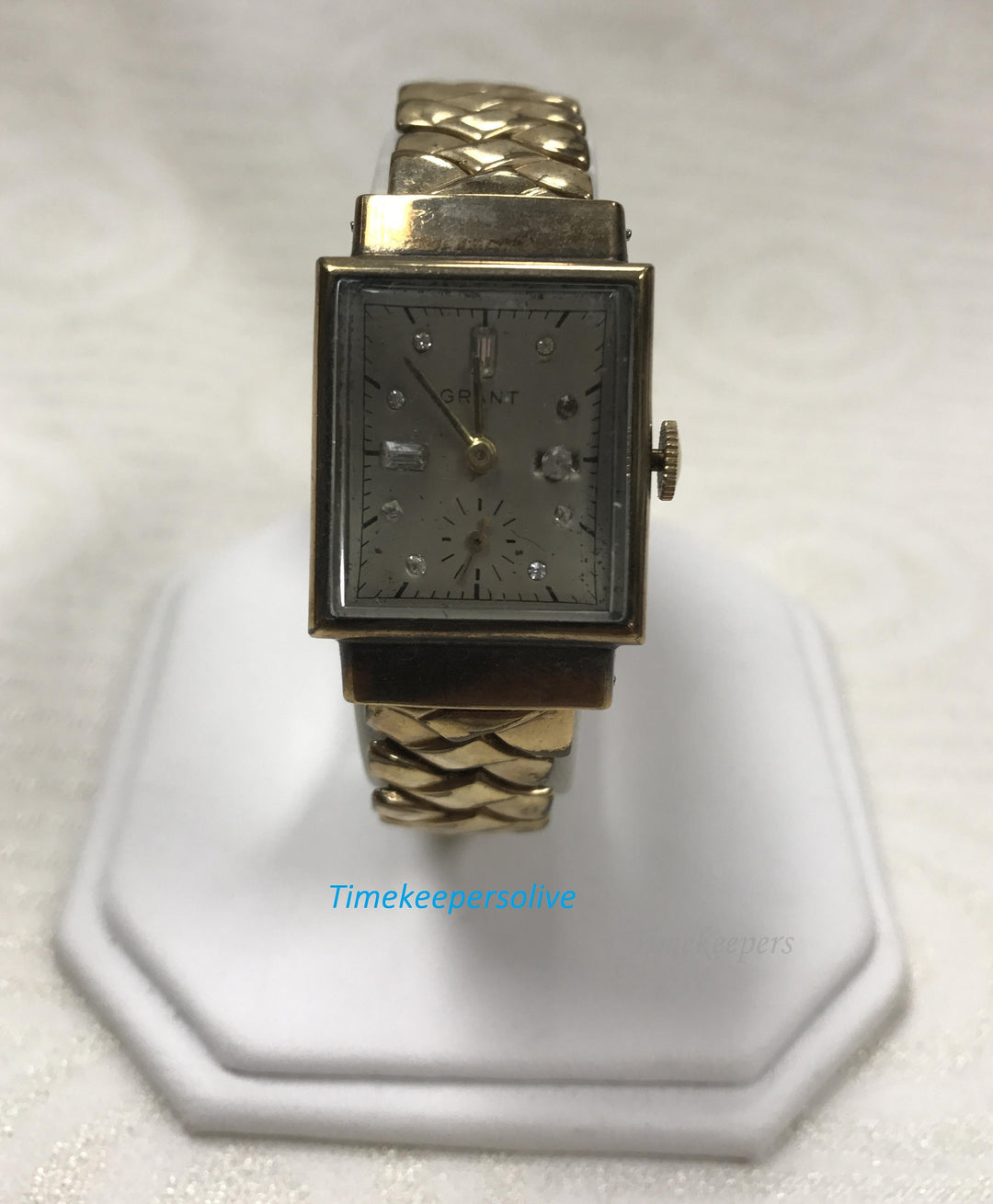 a222 Vintage Original Grant 10K Gold Plate Bezel Sterling Mechanical Wrist Watch