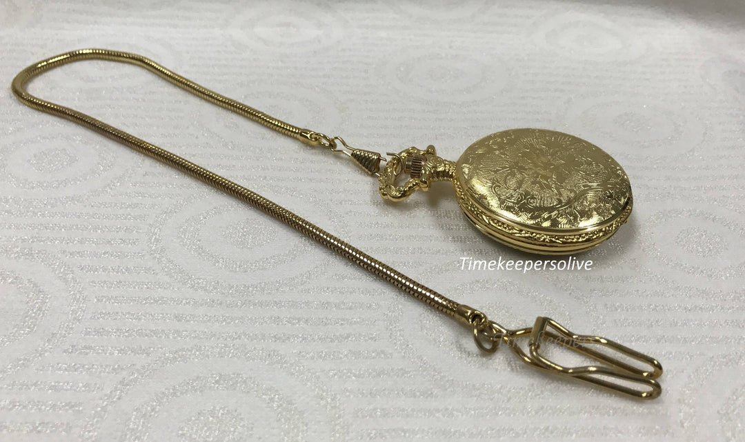 c181 Elegant Retro Style Golden Tone Deer Pendant/ Pocket Watch with Chain