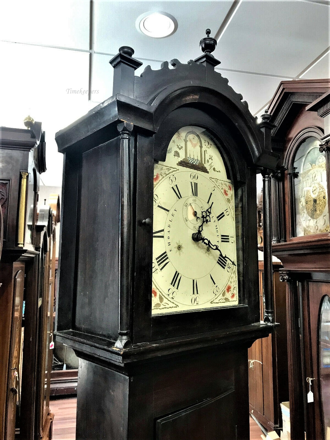 c015c Antique Working Early American Wood Works S.Hadley Tall Grandfather Clock