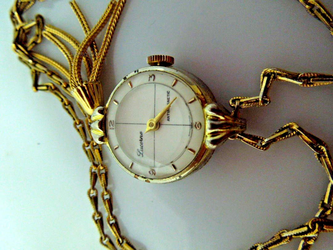 t047 Vintage Lucerne Unisex Gold Tone Swiss Mechanical Pocket Watch Vintage Antique Gold tone Vermeil