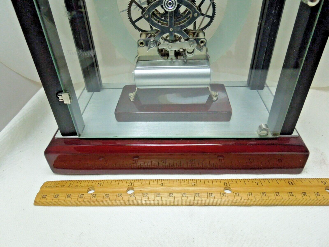 s612 Red mahogany and Black Colour Wood quartz Skeleton Mantel Clock