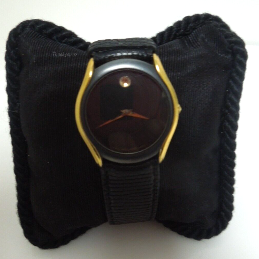 s559 Movado Womens Museum Wrist Watch Black Face & Black Strap 88-64-880N