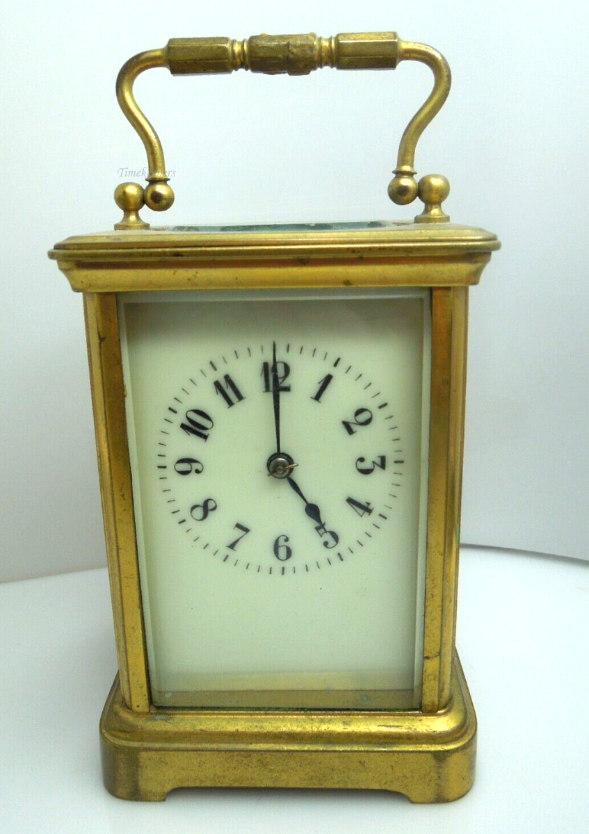t140 Antique Victorian Quality Brass and Glass Carriage Clock