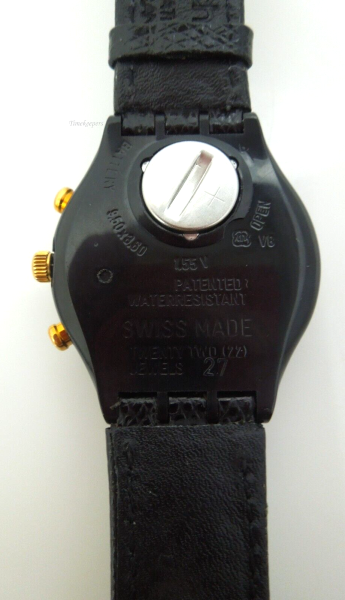 s488 1992 Swatch Watch Vintage Chrono COLOSSAL SCB109 In Box running unworn  Leather strap