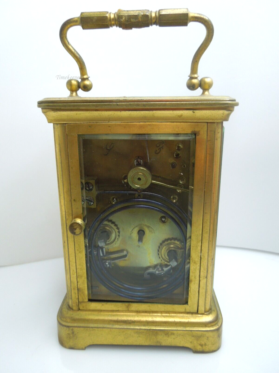 t140 Antique Victorian Quality Brass and Glass Carriage Clock