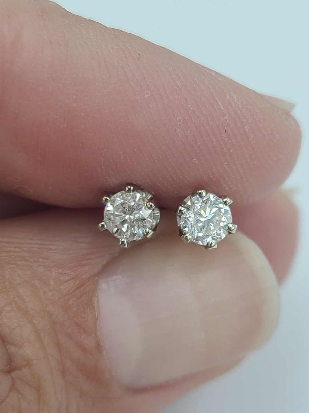 k717 Dainty 14kt White Gold .49cts Diamond Stud Earrings