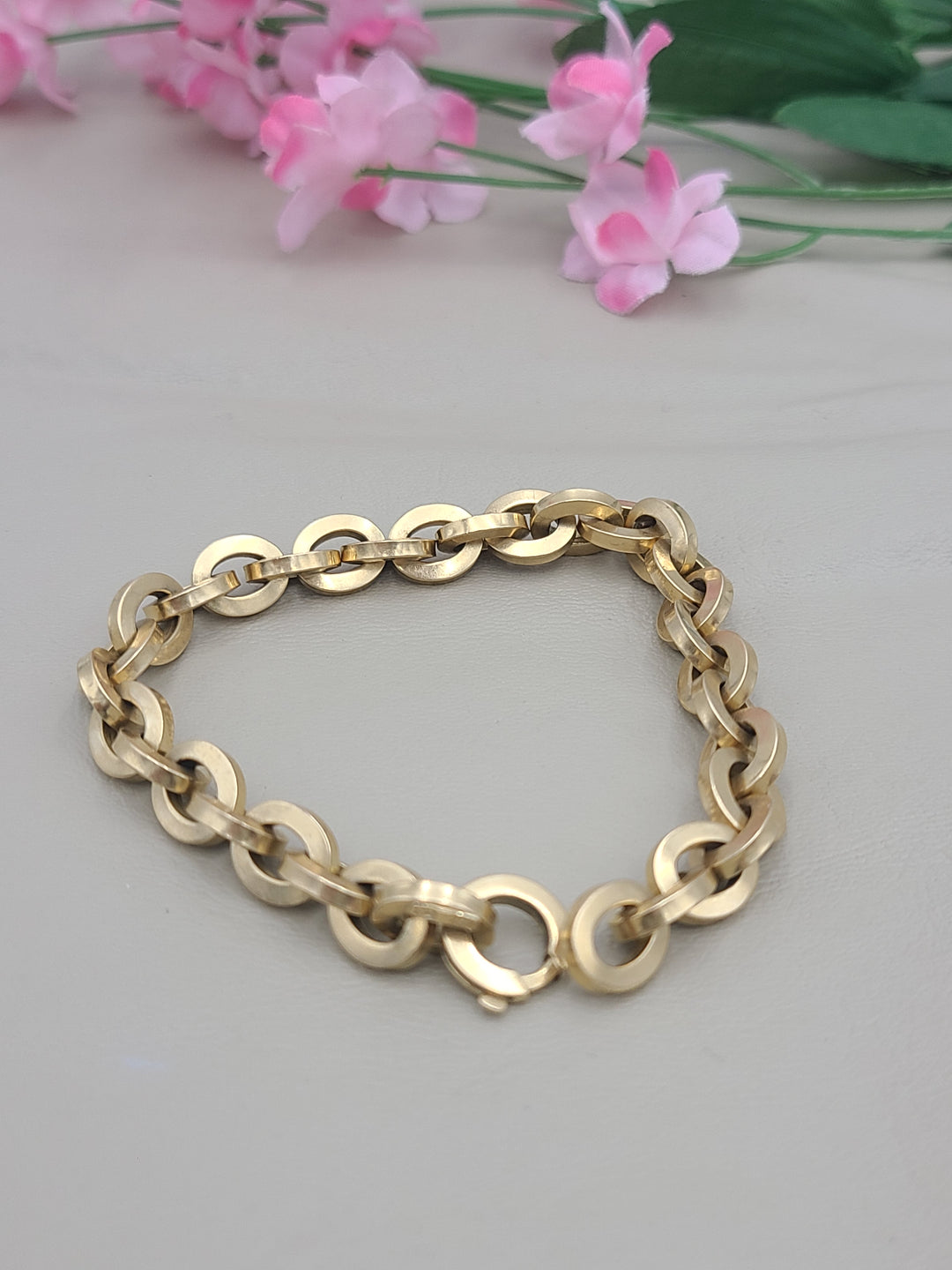 k844 Nice Unisex 18kt Yellow Gold 8" Cable Link Bracelet