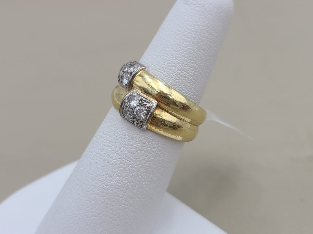 k893 Stunning Ladies 18kt Yellow Gold Double Banded Diamond Ring