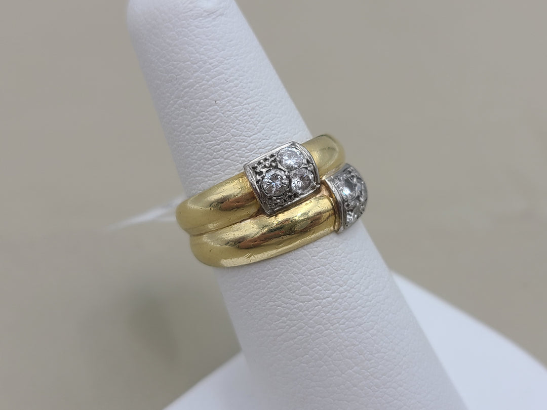 k893 Stunning Ladies 18kt Yellow Gold Double Banded Diamond Ring