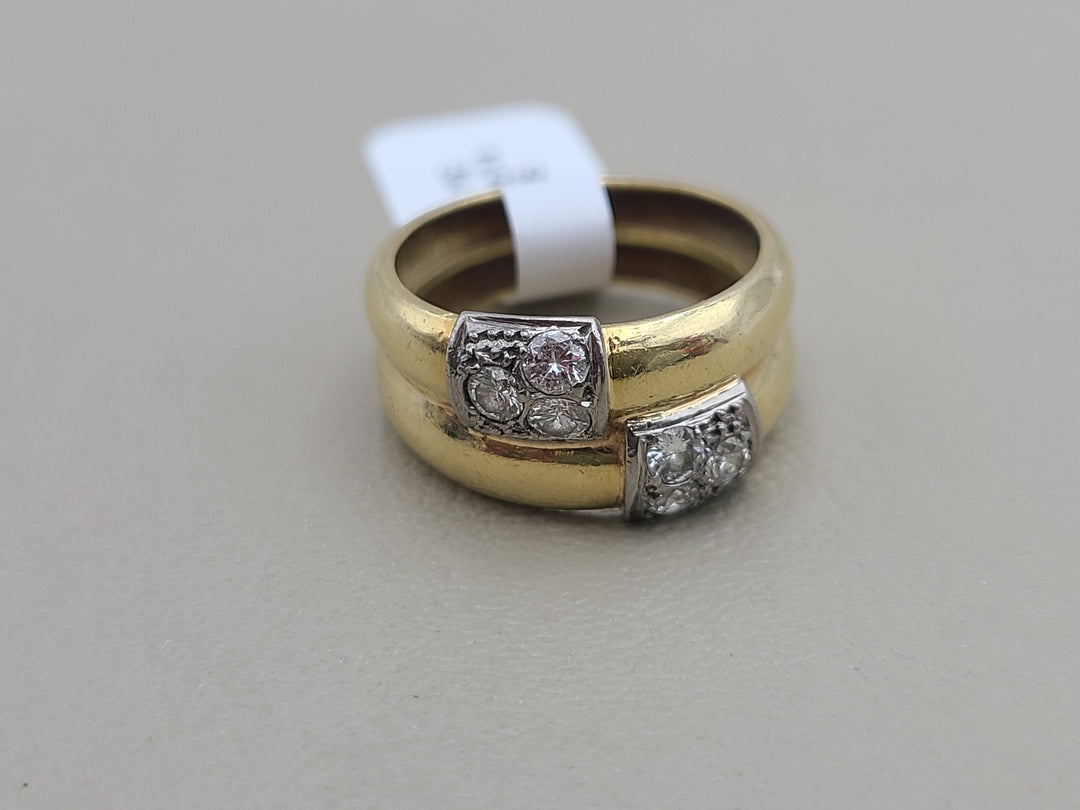 k893 Stunning Ladies 18kt Yellow Gold Double Banded Diamond Ring