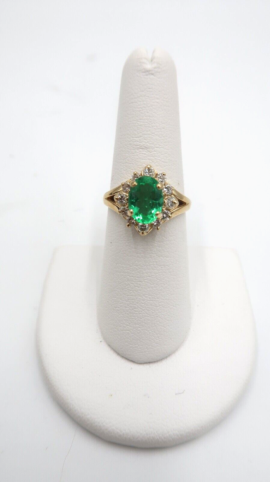 t510 14k Yellow Gold .53 TDW Diamond Emerald 1.23c Ring Size 7