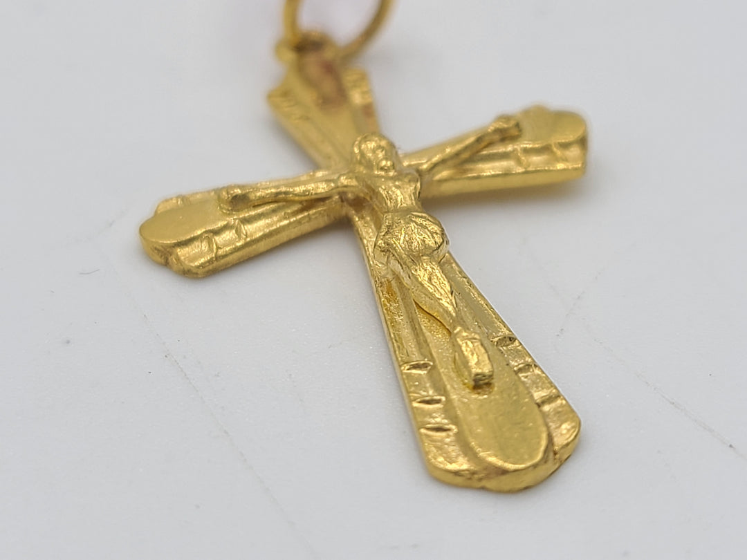 k783 Vintage Unisex 24kt Yellow Gold Cross Pendant