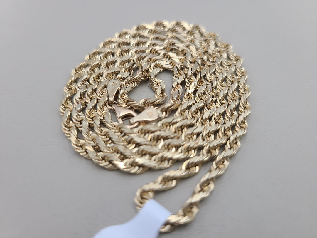 k842 Solid Unisex 10kt Yellow Gold 30" 3mm Rope Necklace