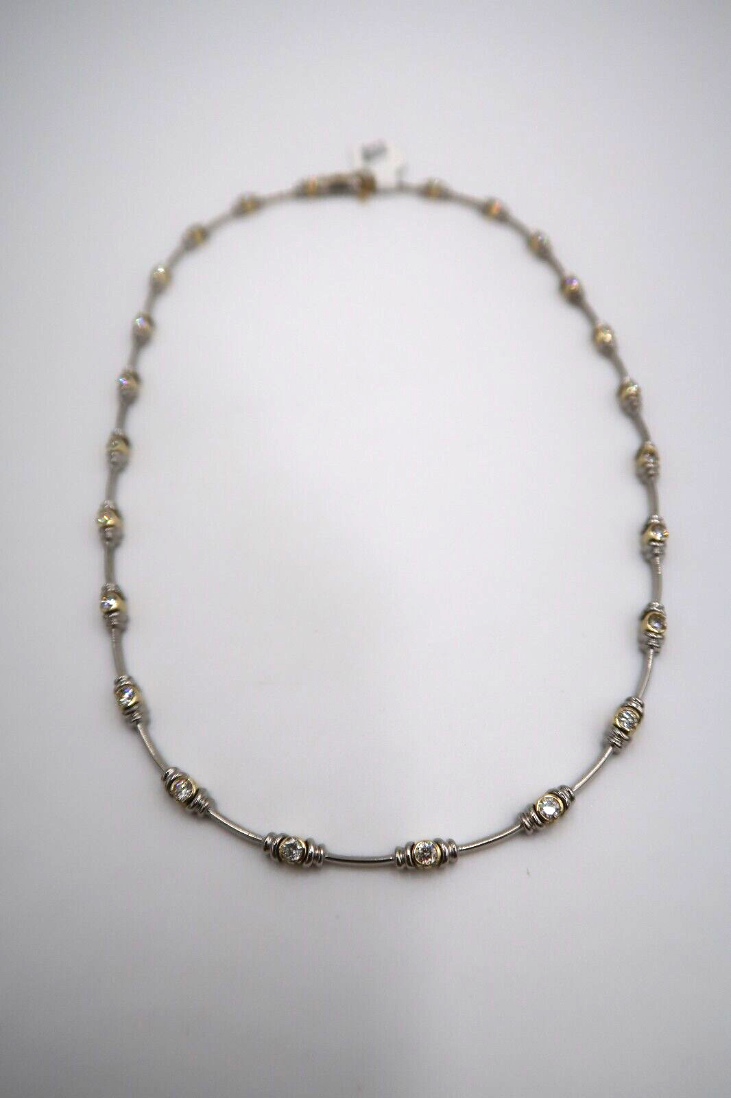 t257 14k White Yellow Gold Diamond Necklace 16"