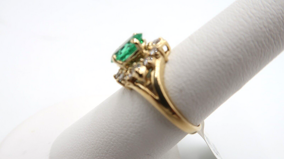 t510 14k Yellow Gold .53 TDW Diamond Emerald 1.23c Ring Size 7