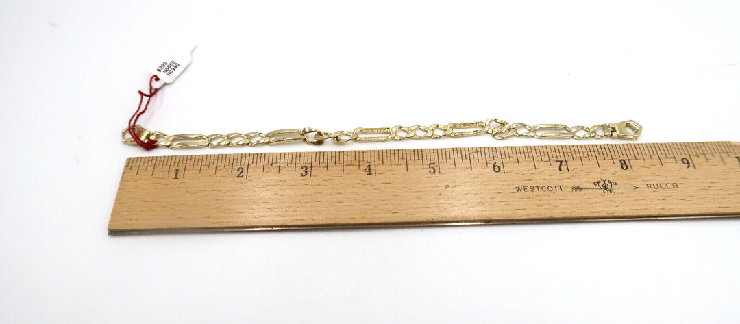 t444 14k Yellow Gold 6.57mm 9" Figaro Bracelet,14k Bracelet,14k Unisex Bracelet