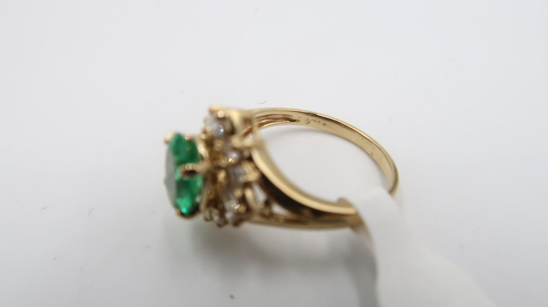 t510 14k Yellow Gold .53 TDW Diamond Emerald 1.23c Ring Size 7