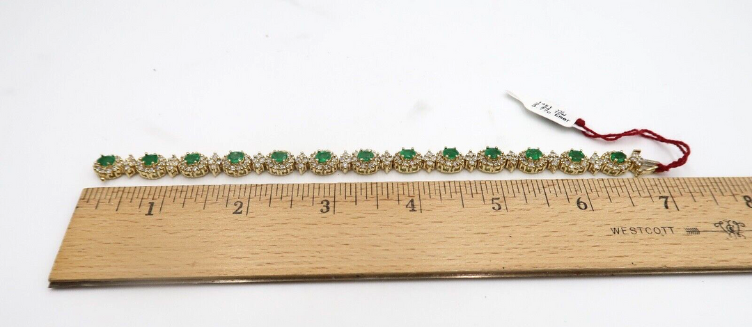 t513 14k Yellow Gold Emerald 3.77c Diamond 2.24 TDW Bracelet,14k Gold Emerald