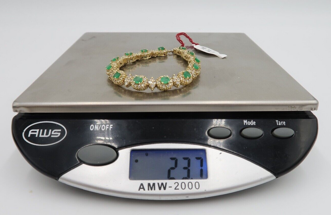 t513 14k Yellow Gold Emerald 3.77c Diamond 2.24 TDW Bracelet,14k Gold Emerald