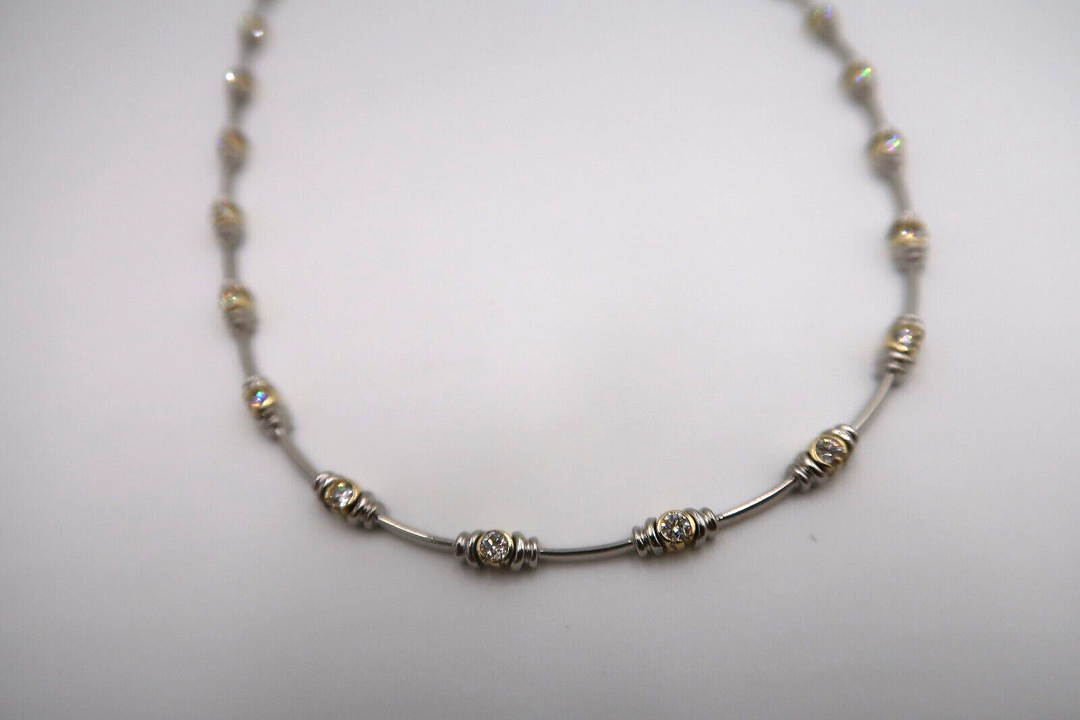 t257 14k White Yellow Gold Diamond Necklace 16"