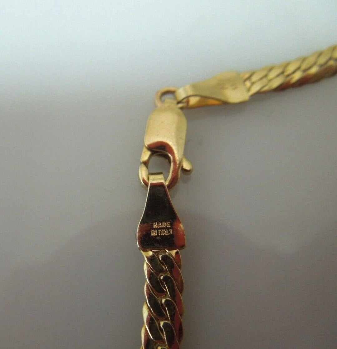 r168 14kt Yellow Gold beautiful Diamond and Sapphire Pendant Necklace 17" Made In Italy Signed 8.3g